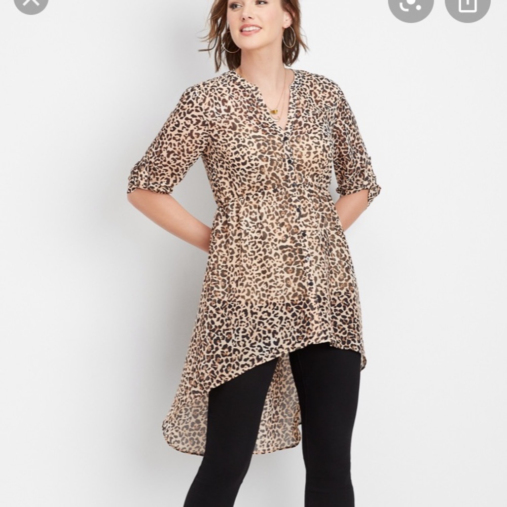 Maurices leopard high low blouse